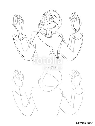 376x500 Old Man Praying Stock Image And Royalty Free Vector - Man Praying Drawing