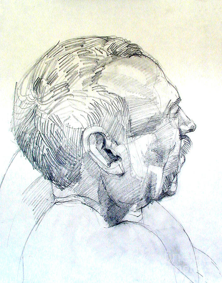 707x900 Graphite Portrait Sketch Of A Man In Profile Drawing - Man Profile Drawing