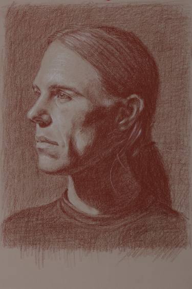 375x563 Portrait Of Man In Profile Drawing - Man Profile Drawing