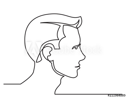 500x387 Continuous Line Drawing Of Man Profile View On White Background - Man Profile Drawing
