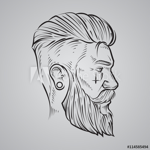 500x500 Hand Draw, Hipster Label Badge, For Logo, Simple Iilustration, Man - Man Profile Drawing