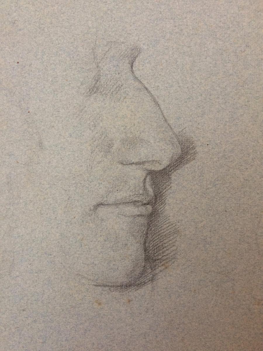 900x1200 Drawing Man Profile Pencil On Paper Gray Blue - Man Profile Drawing