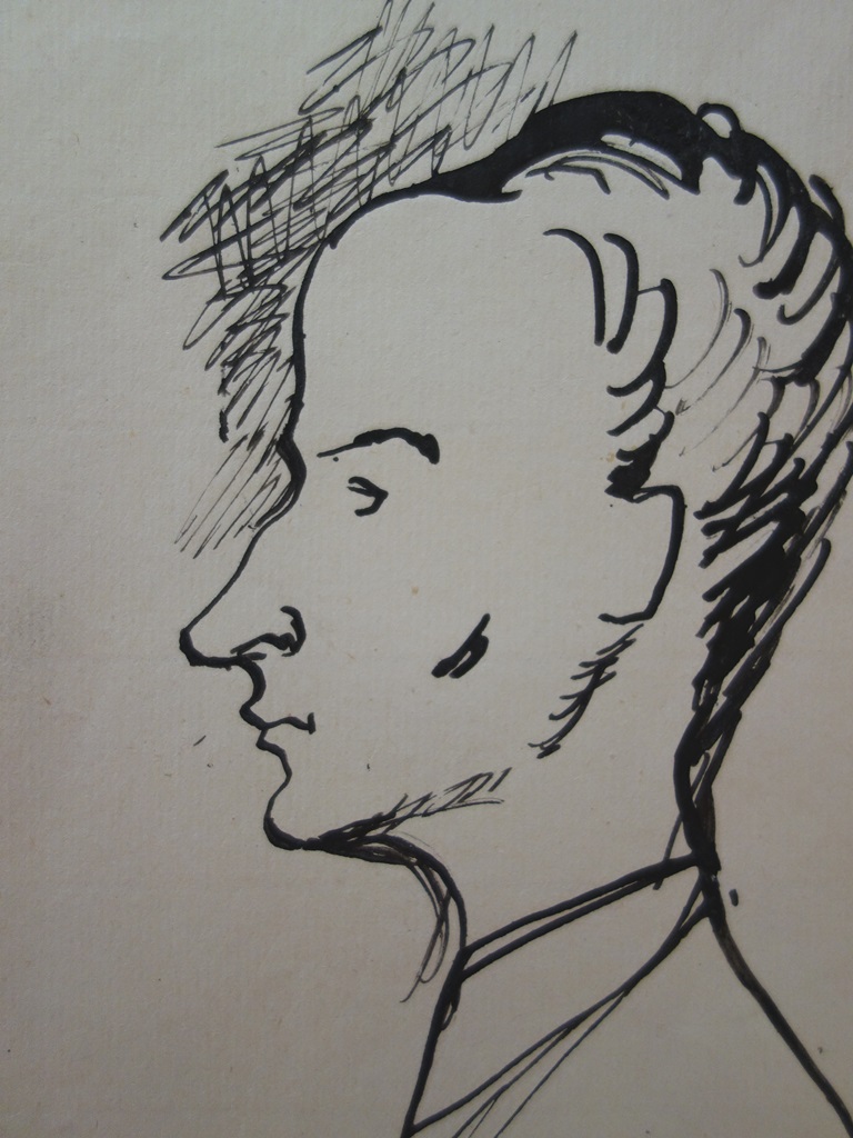 768x1024 Edouard Goerg Man Profile - Man Profile Drawing