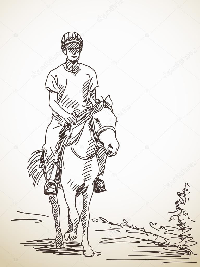 768x1024 Horse Coloring Pages Barrel Racing With Man Riding Drawing - Man Riding Horse Drawing