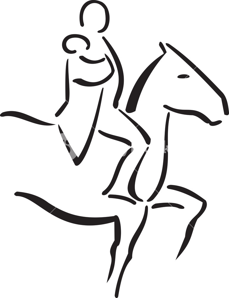 769x1000 Illustration Of A Man Riding Horse Royalty Free Stock Image - Man Riding Horse Drawing