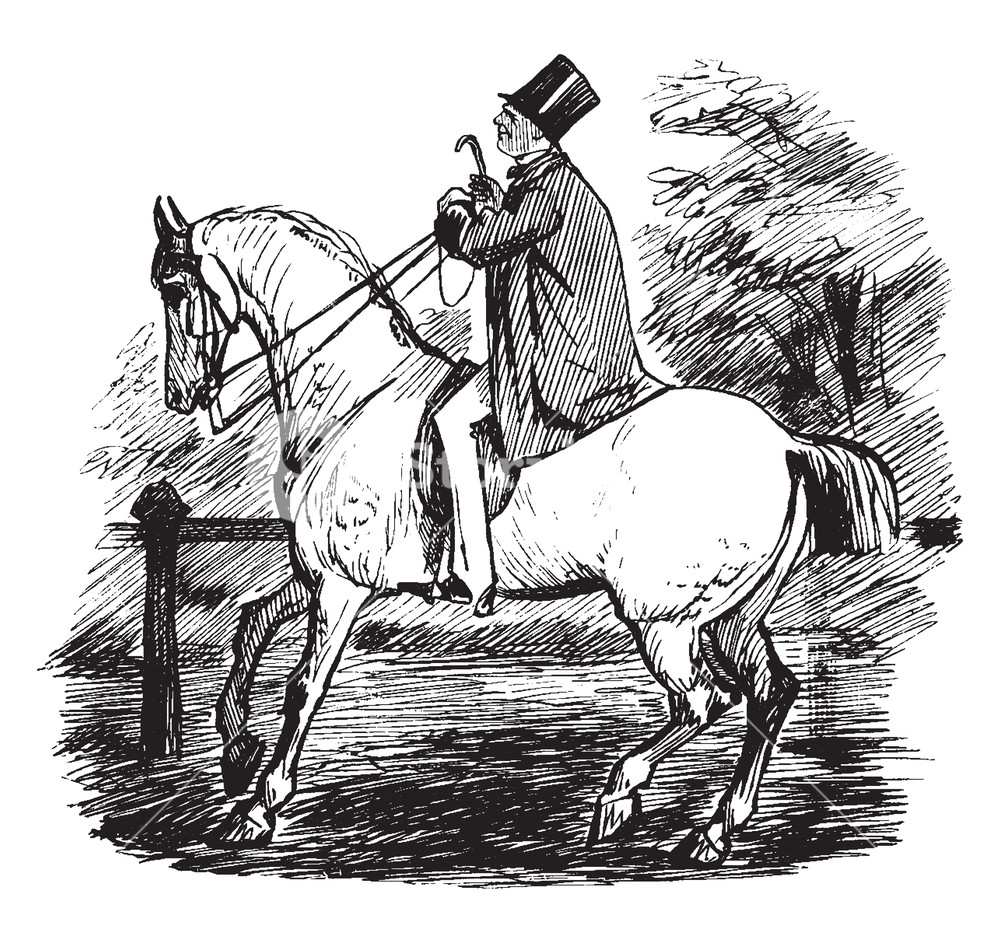 Мужик на лошади рисунок