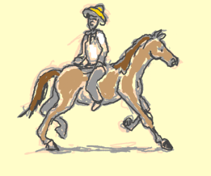 300x250 Man Rides Horse Backwards Drawing - Man Riding Horse Drawing