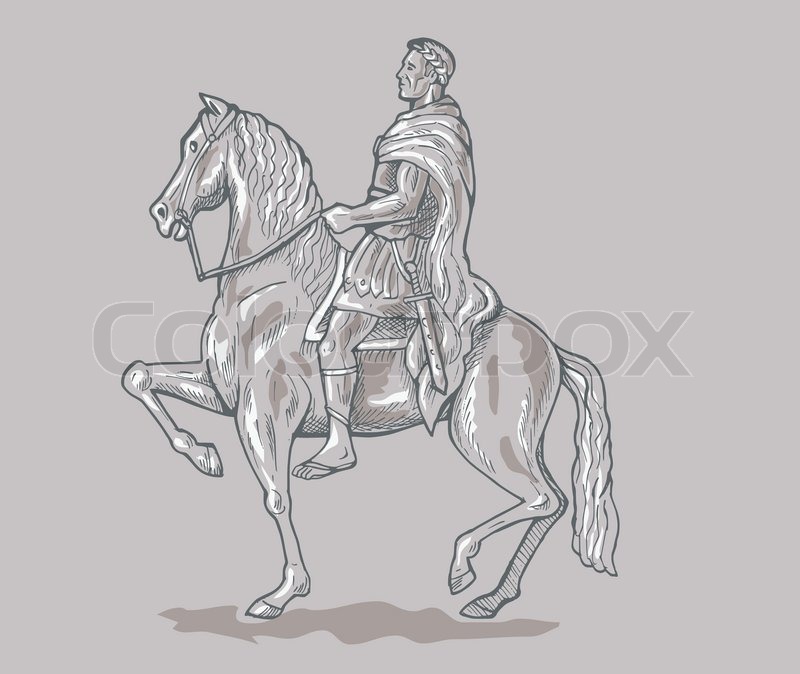 800x674 Roman Emperor Riding Horse Stock Vector Colourbox - Man Riding Horse Drawing