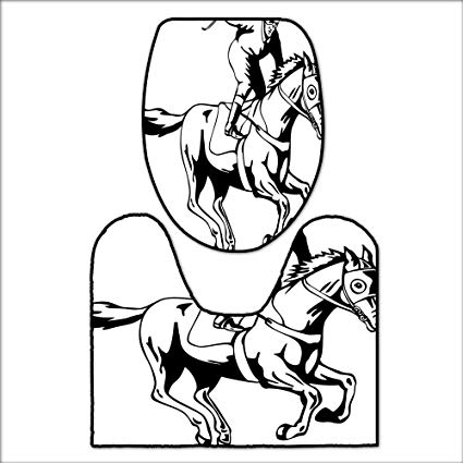425x425 Qianhehome Piece Bathroom Rug Set Jockey Man Riding - Man Riding Horse Drawing