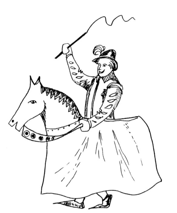 584x700 Drawing Of A Man Riding On A Hobby Horse - Man Riding Horse Drawing