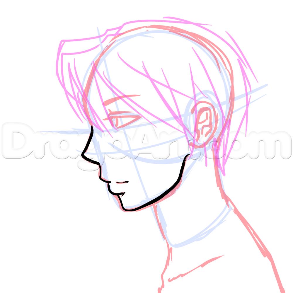 1000x1000 Photos Anime Male Side View - Man Side Face Drawing