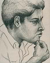 174x216 Newsprint Drawings Figures And Portraits On Newsprint In Pencil - Man Thinking Drawing