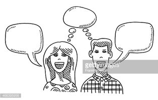 314x200 Woman And Man Thinking And Talking Drawing Stock Vectors - Man Thinking Drawing