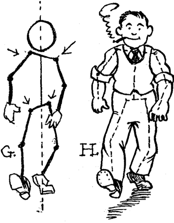 350x449 How To Draw Cartoon People Figures Moving In Different Movements - Man Walking Drawing