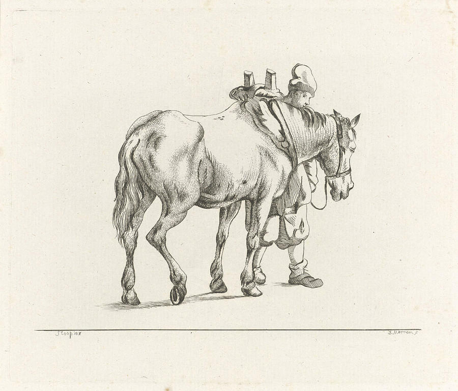 900x769 Man Walking Next To A Horse Drawing - Man Walking Drawing