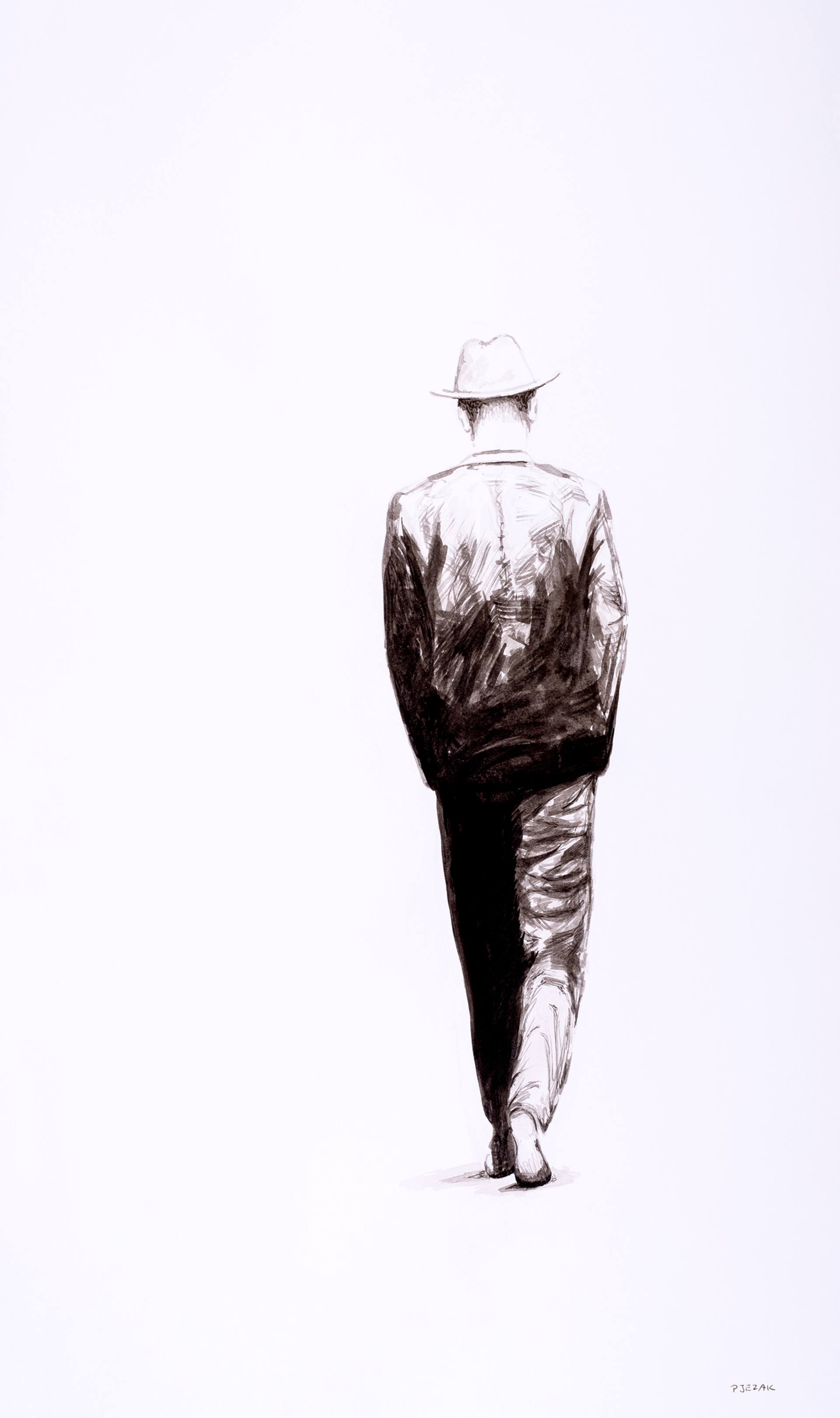 Man Walking Alone Drawing