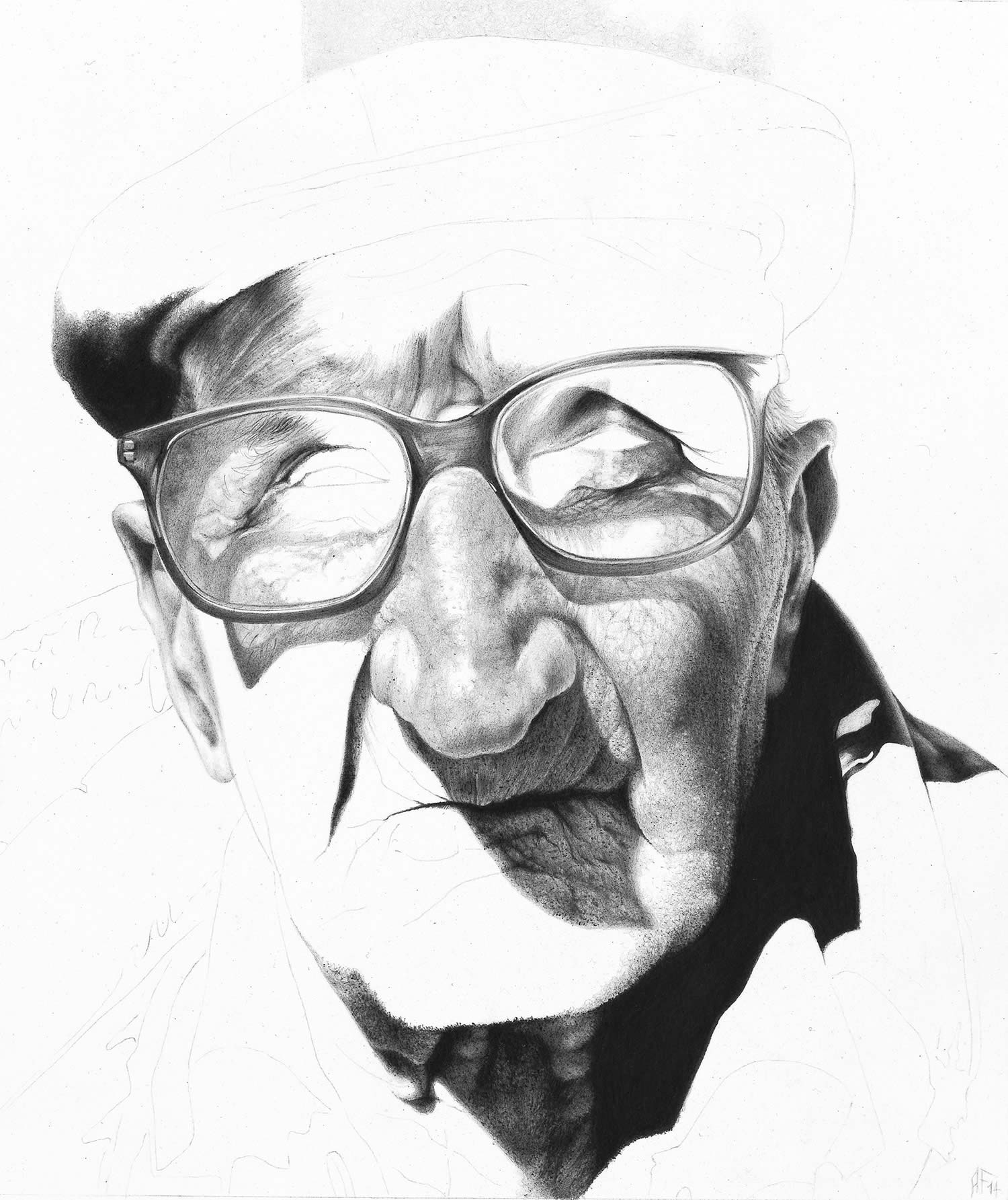 1500x1785 Interview With Hyperrealist Artist Antonio Finelli - Man With Glasses Drawing