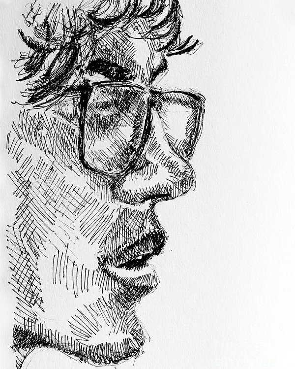 600x749 Man Wearing Glasses Drawing Poster - Man With Glasses Drawing