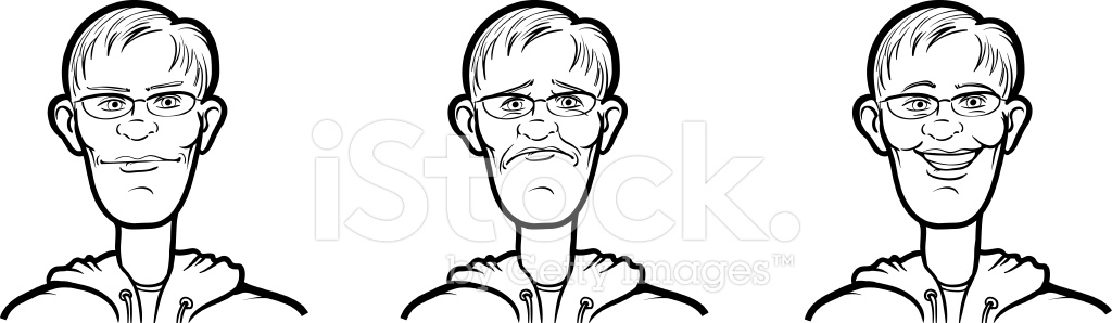 1024x298 Whiteboard Drawing Man In Glasses Face Three Expressions Stock - Man With Glasses Drawing