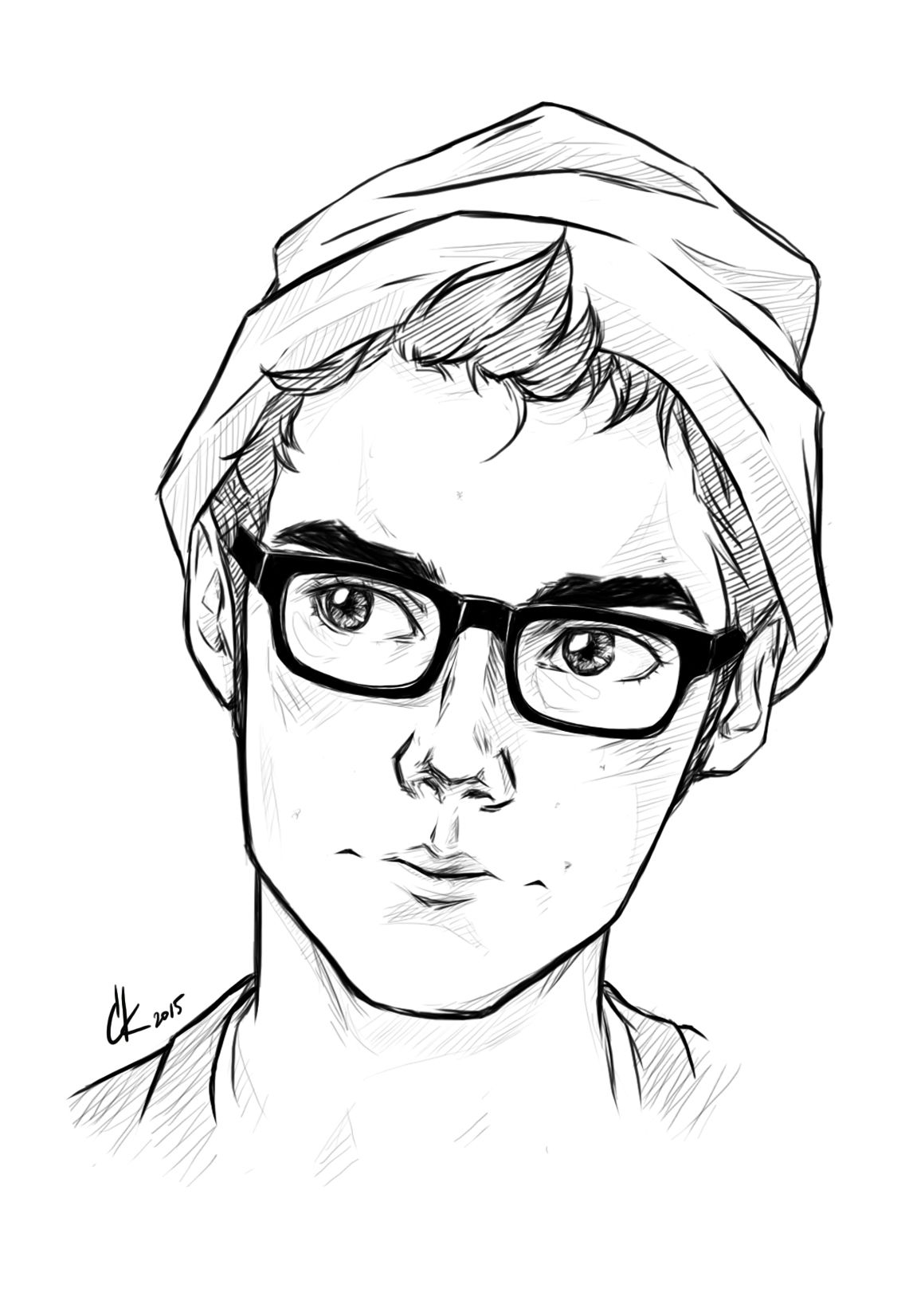1141x1651 Cute - Man With Glasses Drawing