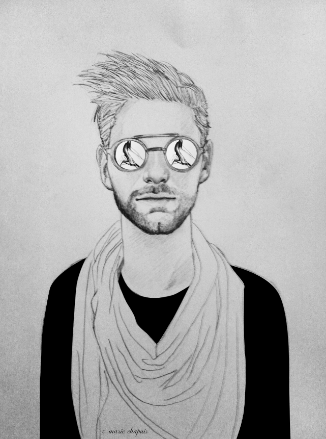 641x861 Pencil Drawing, Black And White, Man, Fashion, Glasses Fashion - Man With Glasses Drawing