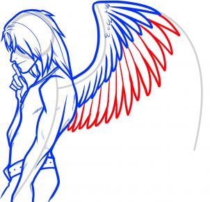 302x290 How To Draw An Angel Boy, Angel Man, Step - Man With Wings Drawing
