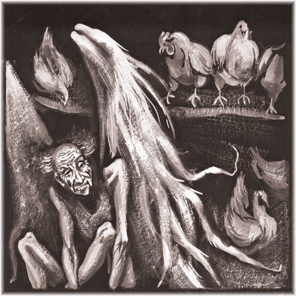 600x600 Training Is A Very Old Man With Enormous Wings Learning Medium - Man With Wings Drawing