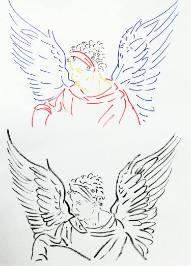 375x523 Winged Man - Man With Wings Drawing