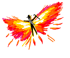 300x250 Old Man With Flaming Wings Drawing - Man With Wings Drawing