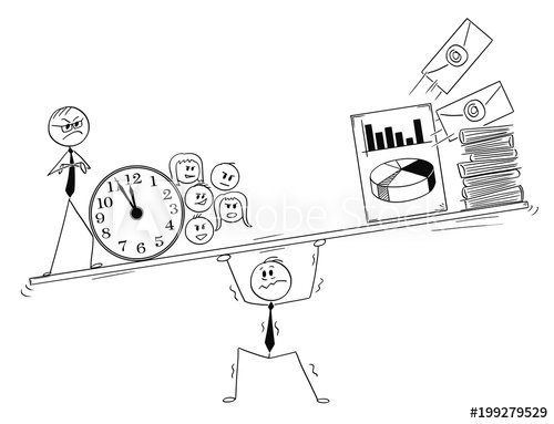 500x383 cartoon stick man drawing conceptual illustration of stressed - Manager Drawing