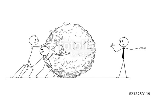 500x319 cartoon stick man drawing conceptual illustration of team - Manager Drawing