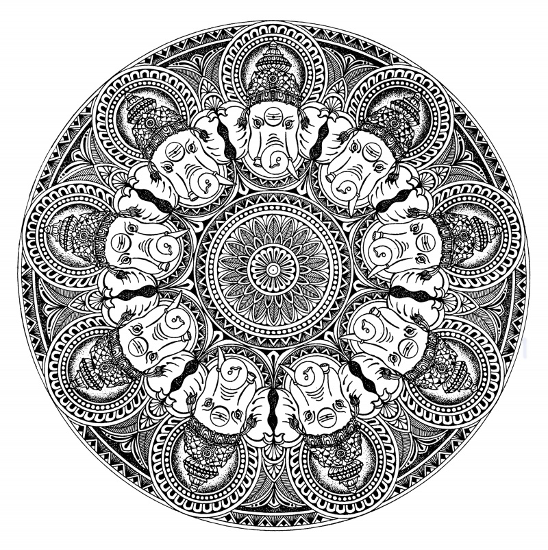 800x802 Ganesha Mandala - Mandala Art Drawing