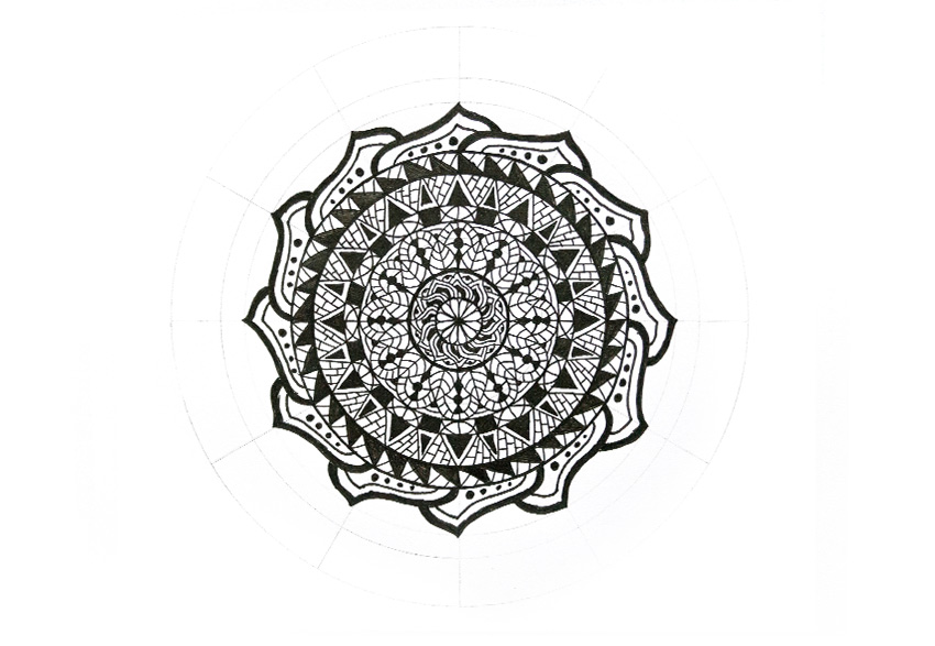850x587 Art Therapy How To Draw A Mandala - Mandala Art Drawing