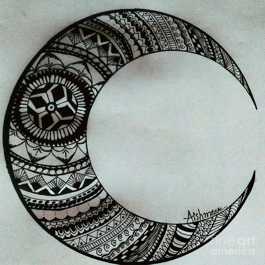 900x900 Moon Mandala Art Drawing - Mandala Art Drawing