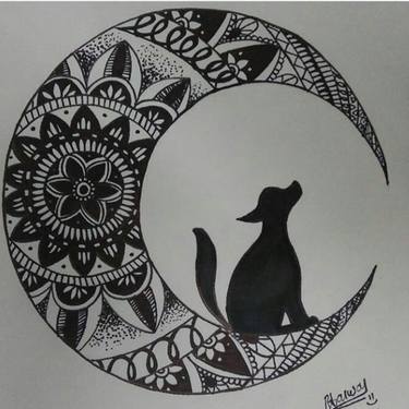 375x375 Wolf Mandala Drawing - Mandala Art Drawing