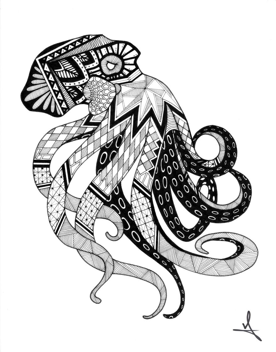 880x1122 I Spend My Free Time Drawing Animals And Skulls Bored Panda - Mandala Drawing Animals