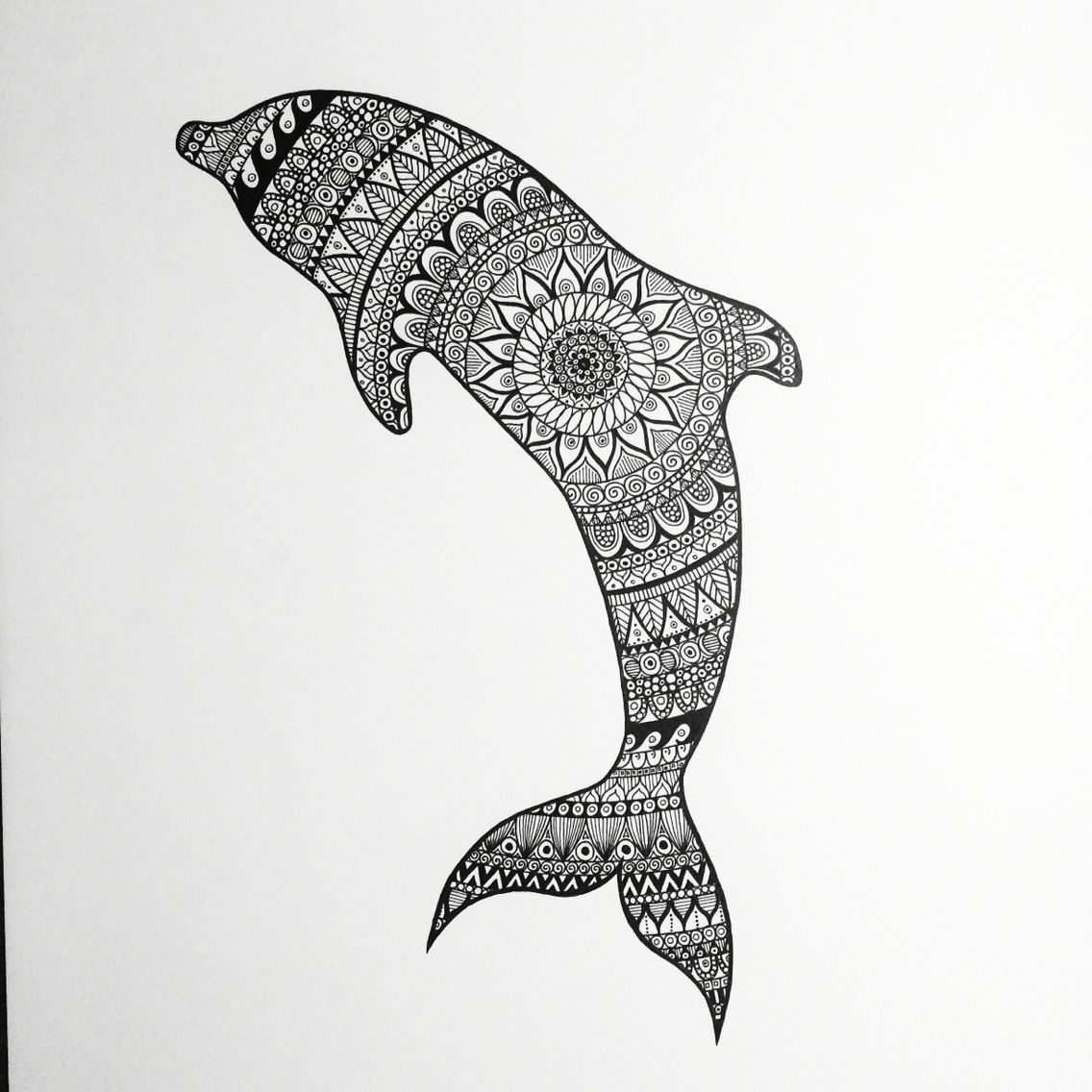 1136x1136 Zentangle Dolphin - Mandala Drawing Animals