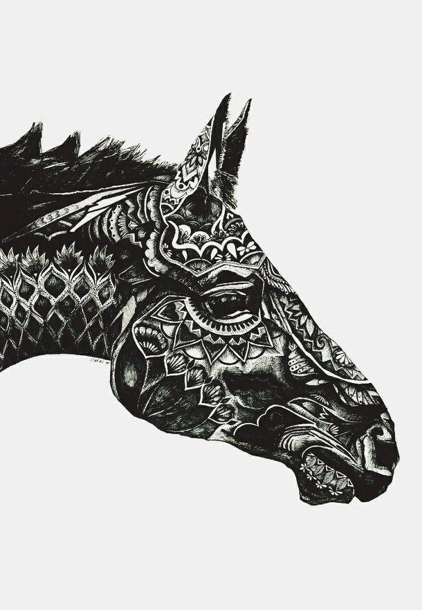610x881 Animal, Art, Black And White, Drawing, Horse, Mandala I Heart - Mandala Drawing Animals