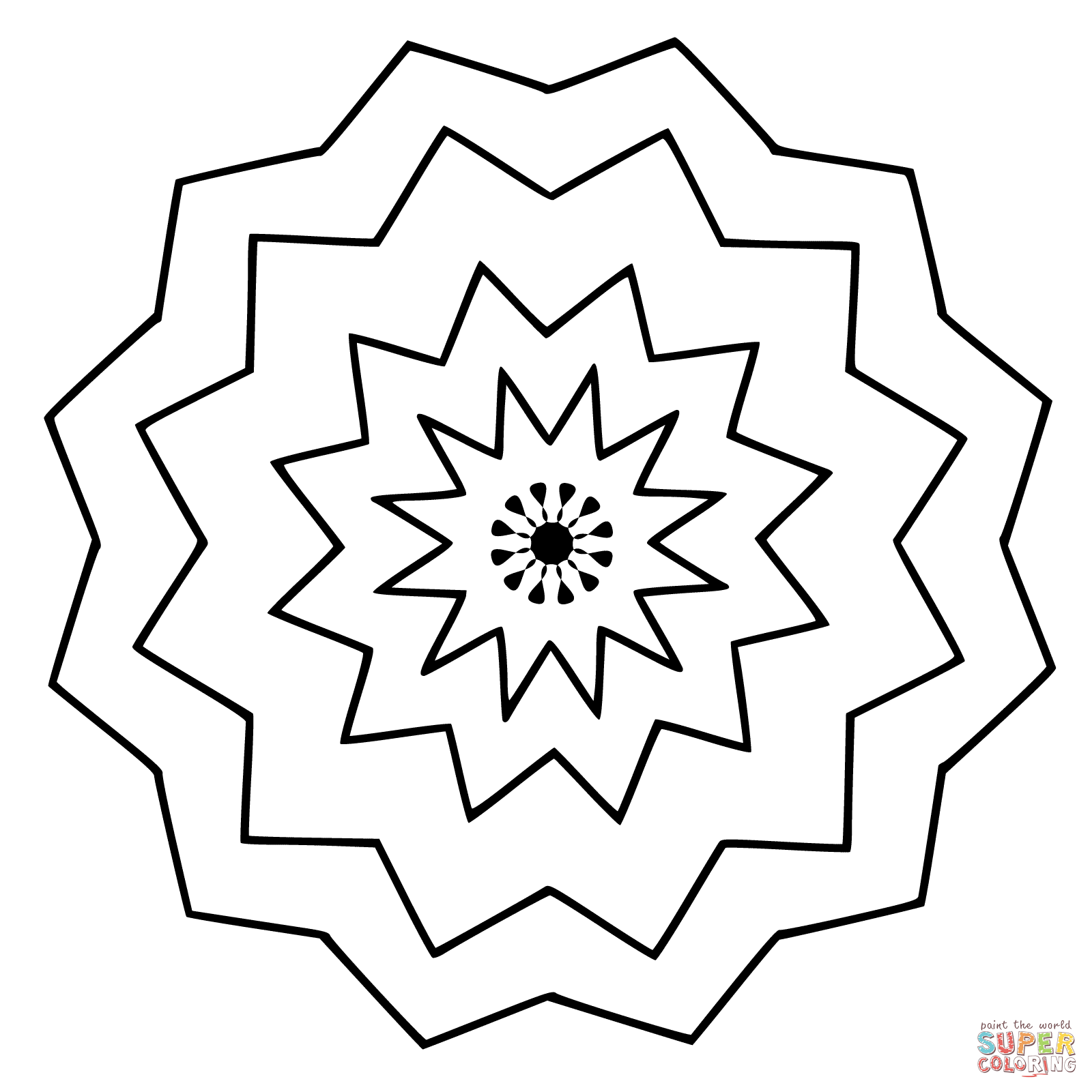 1600x1601 Simple Geometric Patterns Coloring Pages For Kids Printable - Mandala Drawing For Kids