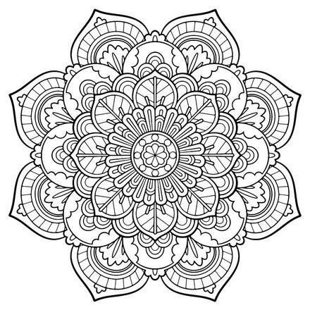 440x440 Flower Coloring Pages Coloring - Mandala Drawing Online