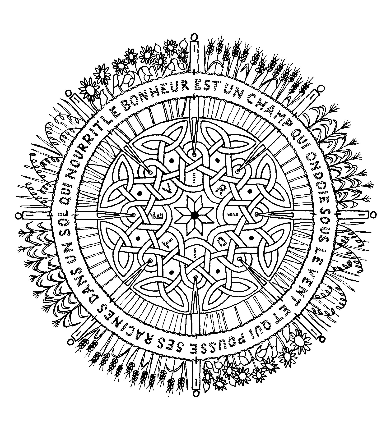 1648x1818 magnificent mandala with little flowers and abstract patterns - Mandala Drawing Printable