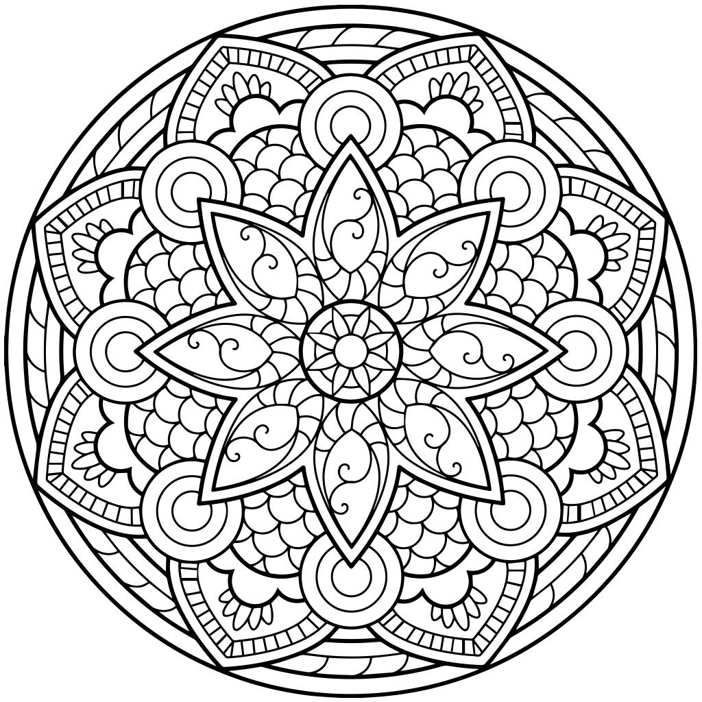 1024x1024 mandala coloring pages coloring mandala coloring - Mandala Drawing Printable