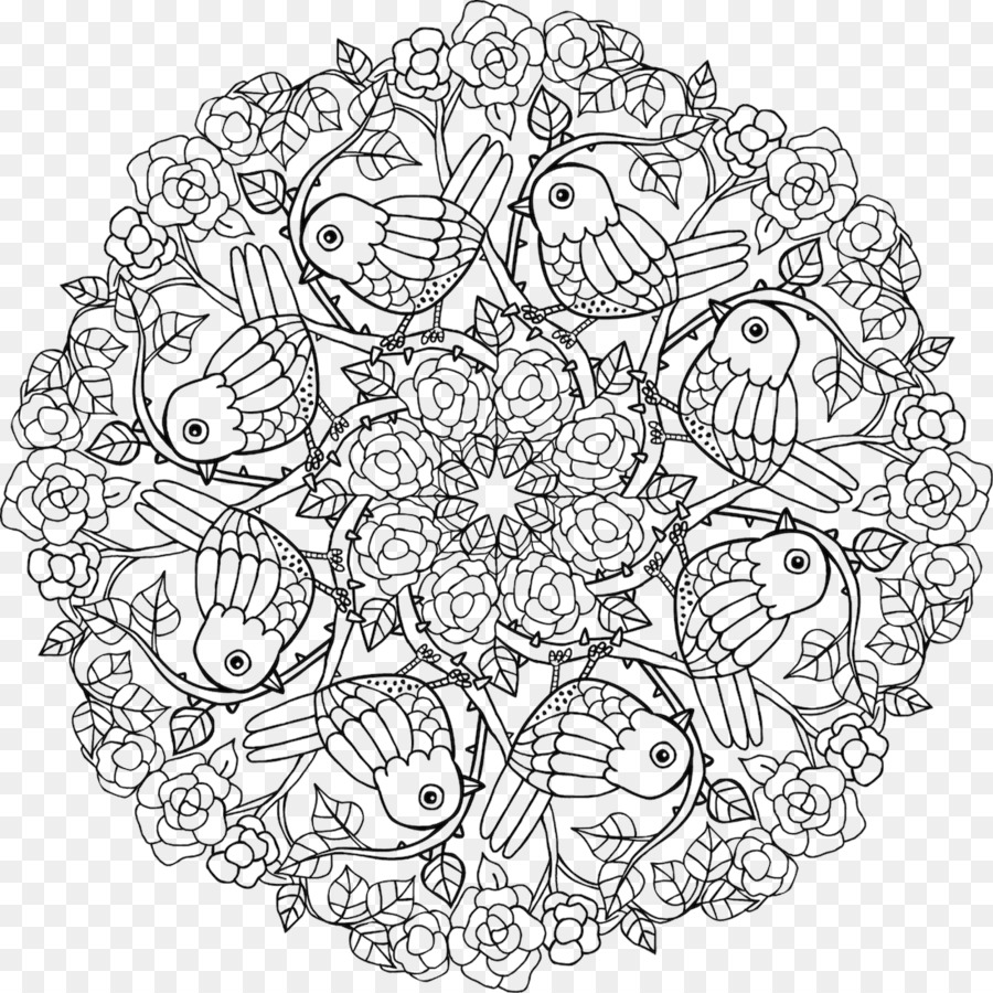 900x900 Mandala Drawing Coloring Nature Mandalas Book Adult Contour Png - Mandala Drawing Printable