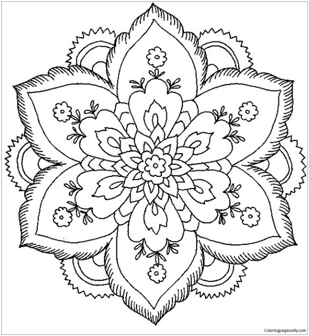 1058x1148 Coloring Flower Mandalas Coloring Pages - Mandala Drawing Printable