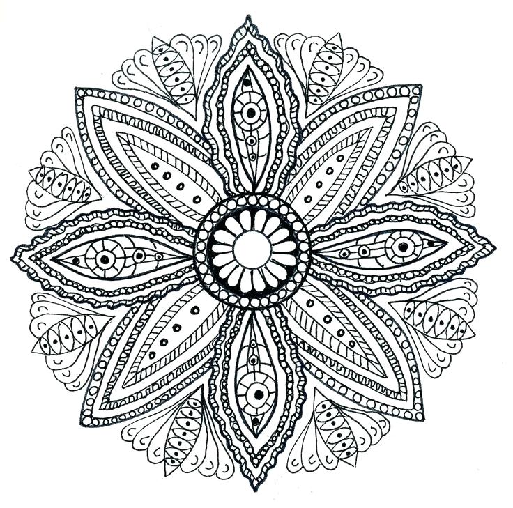 736x729 Grown Up Coloring Pages Mandala - Mandala Drawing Printable