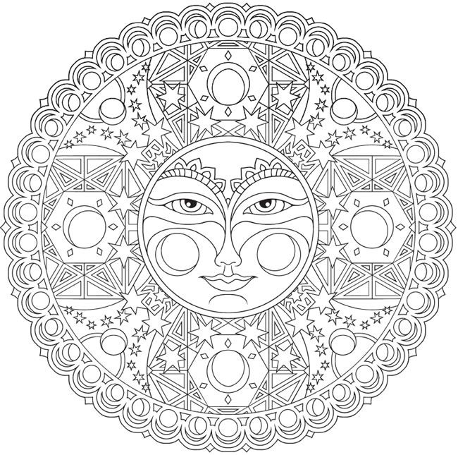 650x645 creative haven celestial mandalas coloring book welcome to dover - Mandala Drawing Printable