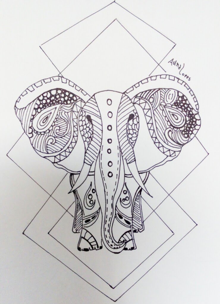740x1023 Drawing Elephant Mandala Zentangle - Mandala Elephant Drawing