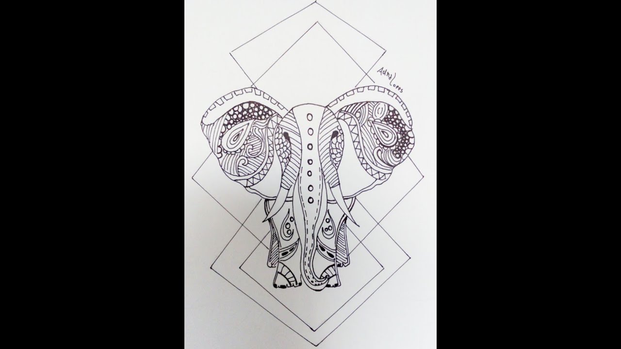 1280x720 Drawing Elephant Mandala Zentangle - Mandala Elephant Drawing