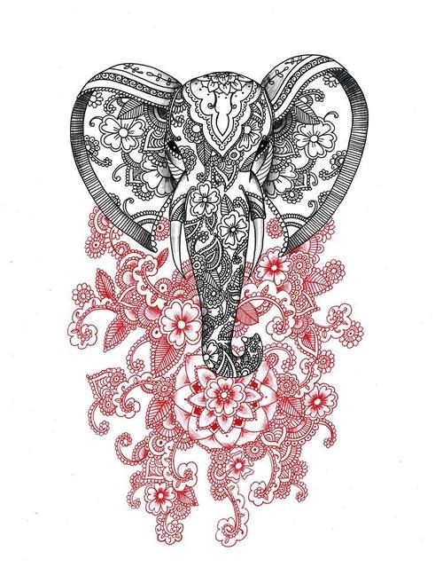 500x639 Drawing Art - Mandala Elephant Drawing