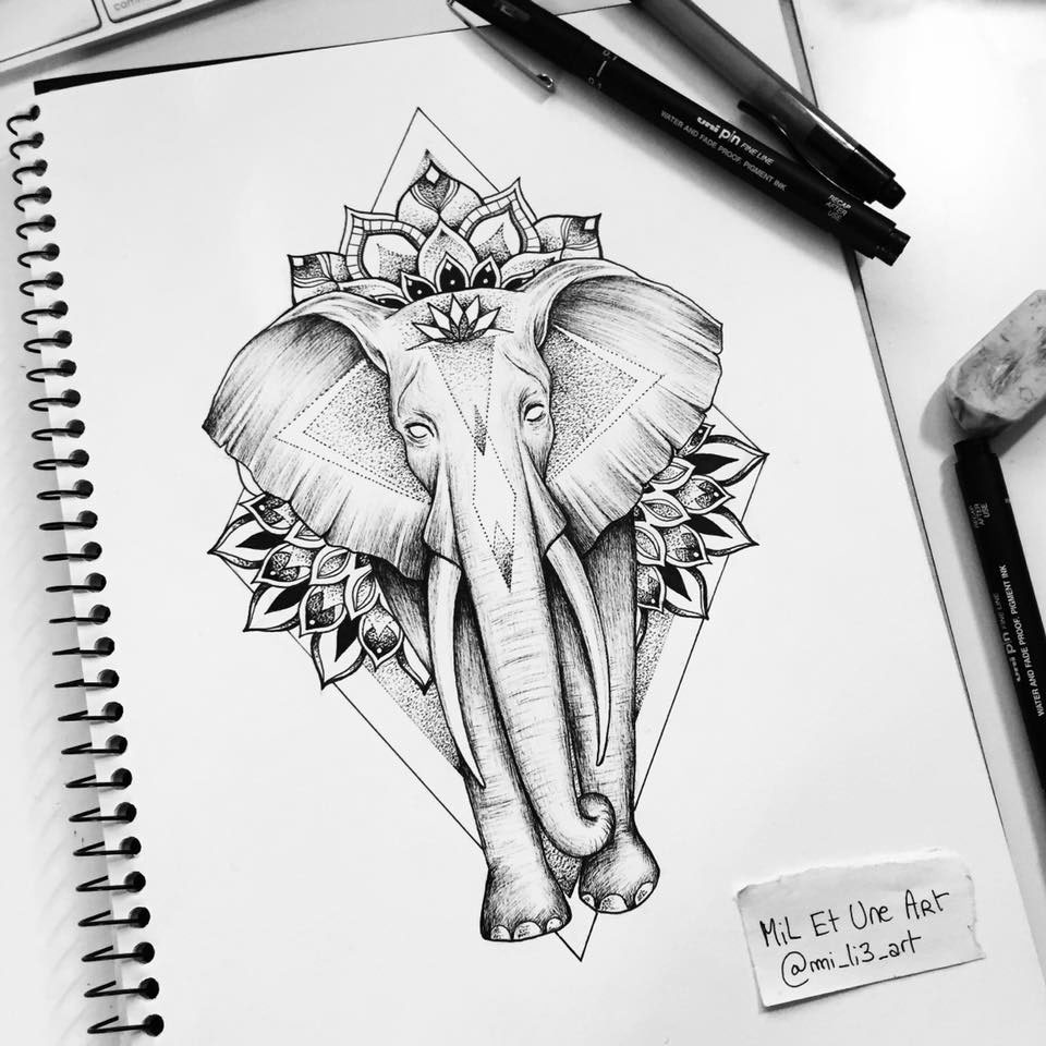 960x960 Elephant Mandala Tattoo Commission On Behance - Mandala Elephant Drawing